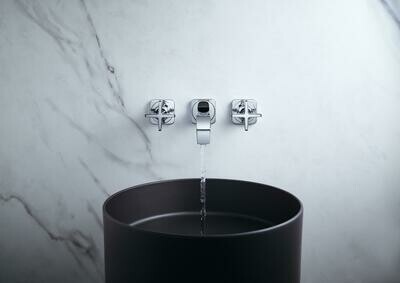 Mélangeur de lavabo 3 trous encastré AXOR Citterio E 220 mm en laiton chromé