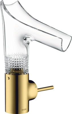 Mitigeur de lavabo AXOR Starck V 140 bec verre coupe diamant en doré poli