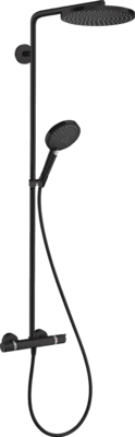 Colonne de douche Showerpipe Hansgrohe Raindance Select S 240 1 jet PowderRain avec mitigeur thermostatique en noir mat