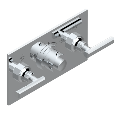 Set de finition THG pour douche thermostatique à encastrer avec deux robinets d'arrêt pour installation horizontale à 2 fonctions - Collection "Les Ondes à manettes"