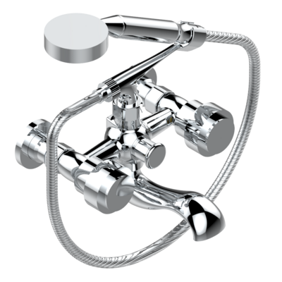 Robinet mitigeur de douche/baignoire chromé THG Diplomate avec douchette et flexible.