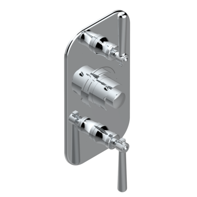 Set de finition THG pour douche thermostatique à encastrer avec deux robinets d'arrêt à 2 fonctions - Collection "Beaubourg à manettes"