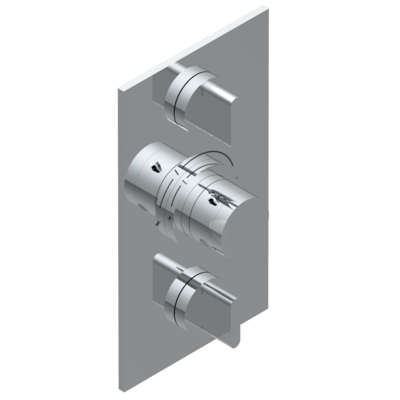 Set de finition THG pour douche thermostatique à encastrer avec deux robinets d'arrêt à 2 fonctions - Collection "Icon-X à manettes"