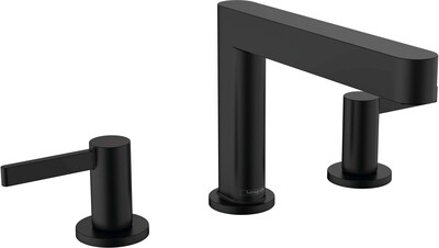 Mélangeur de lavabo 3 trous Hansgrohe Finoris 110 avec bonde push-open en noir mat