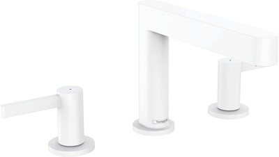 Mélangeur de lavabo 3 trous Hansgrohe Finoris 110 avec bonde push-open en blanc mat