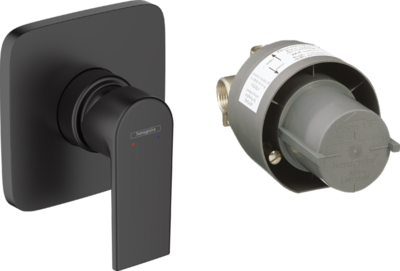 Set de finition pour mitigeur de douche encastré Hansgrohe Vernis Shape avec corps d'encastrement en noir mat