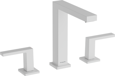 Mélangeur de lavabo 3 trous Hansgrohe Tecturis E 150 avec bonde Push-Open en blanc mat
