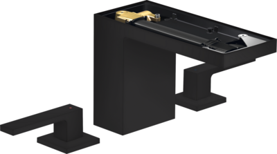 Mélangeur de lavabo 3 trous AXOR MyEdition 110 sans plaque, avec bonde push-open en noir mat