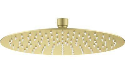 Pommeau de douche Deante Cascada 250 mm doré avec finition PVD brossée et plusieurs orifices de pulvérisation.