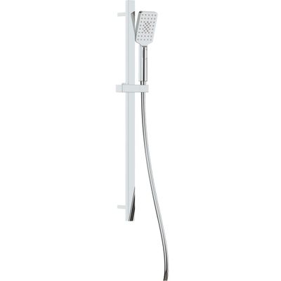 Barre de douche chromée Deante Alpinia avec douchette à main et 3 jets, angle réglable, flexible.