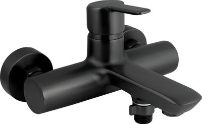 Robinet mitigeur de douche mural noir mat Deante Arnika avec cartouche en céramique et aérateur en silicone.