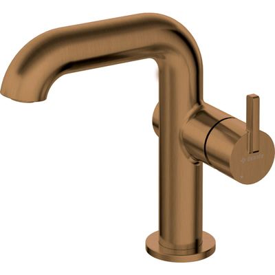 Robinet de lavabo monocommande Deante Silia 128 en bronze brossé avec bec fixe et cartouche en céramique.