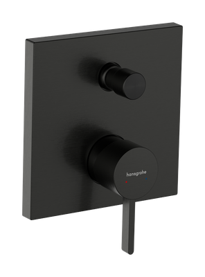 Ensemble mitigeur de douche mural Hansgrohe Finoris en chrome brossé noir avec deux poignées.