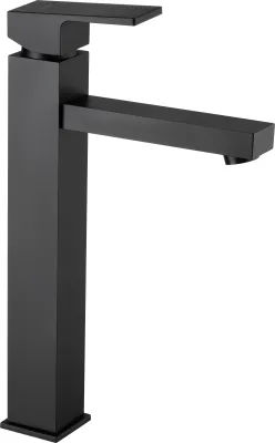 Mitigeur de lavabo rehaussé Deante Anemon 232 avec bonde clic-clac en noir mat