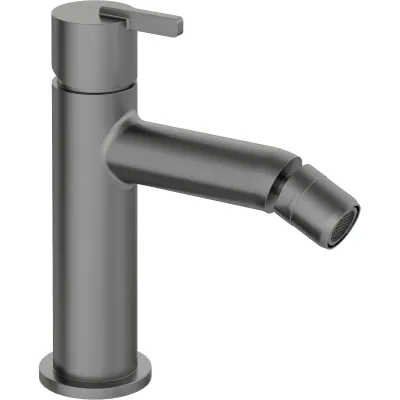Robinet mitigeur de bidet en titane Deante Silia avec bec fixe et aérateur en silicone, poignée unique.