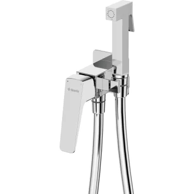Robinet mitigeur de bidet mural chromé Deante Blur avec douchette et flexible de 120 cm.