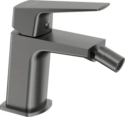 Robinet mitigeur de bidet Deante Blur en finition titane avec design moderne et poignée unique.