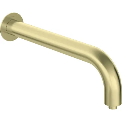 Bras de douche en laiton Deante Silia, 380 mm de long, avec plaque murale ronde en or brossé PVD.