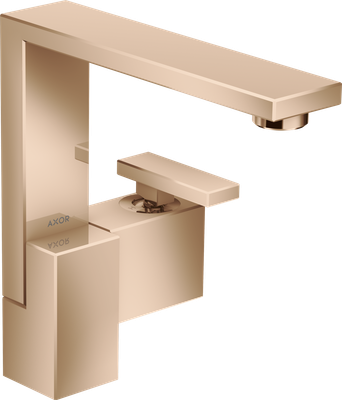 Mitigeur de lavabo Axor Edge 190 avec bonde push-open en or rouge poli
