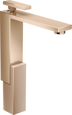 Mitigeur de lavabo Axor Edge 280 avec bonde push-open coupe diamant en or rouge poli