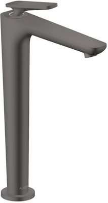 Mitigeur de lavabo AXOR Citterio C 250 surélevé CoolStart avec poignée manette et bonde à écoulement libre en noir chromé brossé