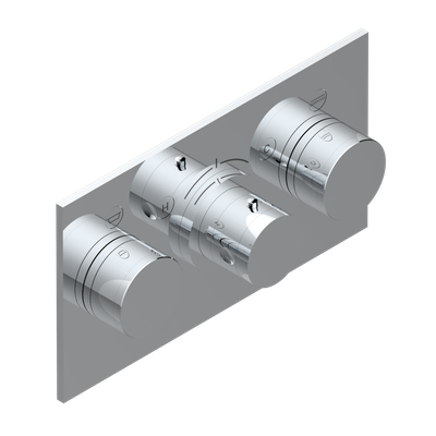 Set de finition THG pour douche thermostatique à encastrer avec deux robinets d'arrêt pour installation horizontale à 2 fonctions - Collection "Yoko Color"