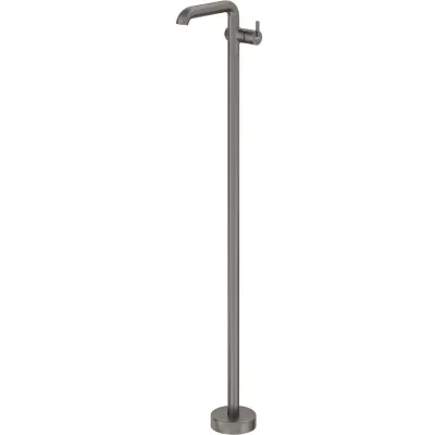Robinet mitigeur de lavabo sur pied Deante Silia en titane avec bec fixe et cartouche en céramique, couleur titane.
