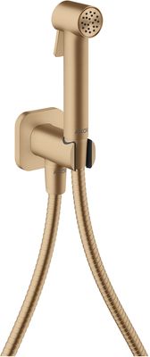 Douchette hygiénique pour WC Axor softsquare en bronze brossé pour eau froide avec support et flexible