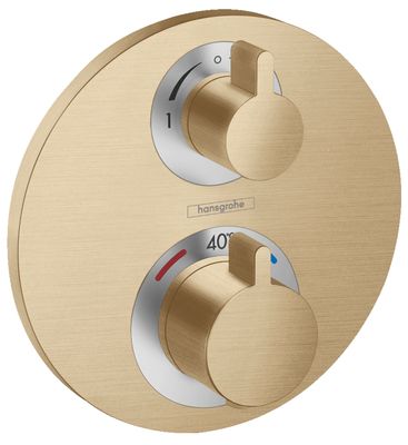 Set de finition pour mitigeur thermostatique encastré avec inverseur Hansgrohe Ecostat S en bronze brossé