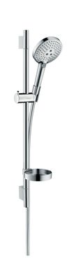 Barre de douche Hansgrohe avec douchette à main Raindance Select S 120 3 jets, flexible Isiflex et porte savon Casetta'S Puro