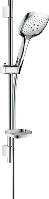 Barre de douche Hansgrohe avec douchette à main Raindance Select E 150 3 jets, flexible Isiflex et porte savon Casetta'S Puro