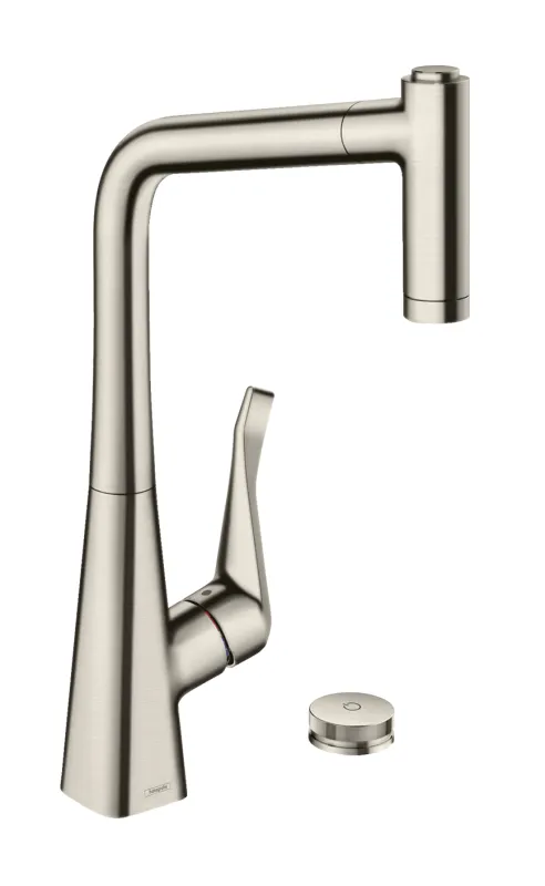 Mitigeur de cuisine Hansgrohe Metris Select M71 320 deux trous avec douchette extractible 2 jets, sBox en acier inoxydable brossé