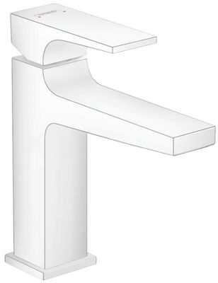 Mitigeur de lavabo Hansgrohe Metropol 110 en blanc mat avec bonde push-open