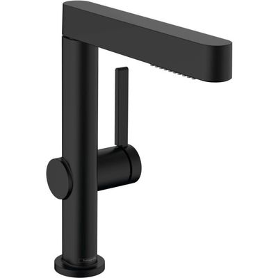 Mitigeur de lavabo Hansgrohe Finoris 230 avec douchette extractible 2 jets et bonde push-open en noir mat