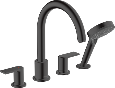 Mélangeur 4 trous pour montage sur bord de baignoire Hansgrohe Vernis Shape en noir mat