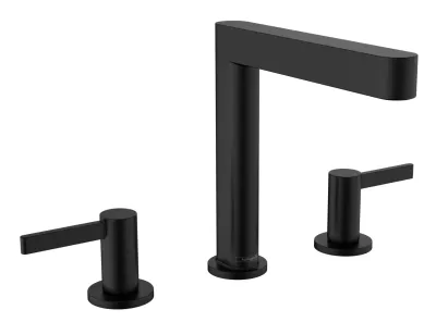 Mélangeur de lavabo 3 trous Hansgrohe Finoris 160 avec bonde push-open en noir mat