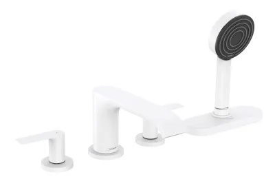 Mélangeur 4 trous pour montage sur bord de baignoire Hansgrohe Vivenis avec sBox en blanc mat