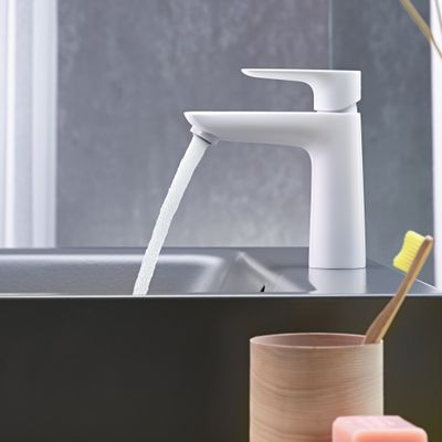 Mitigeur de lavabo Hansgrohe Talis E 110 avec tirette et vidage en blanc mat