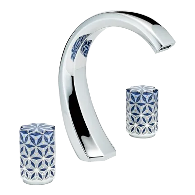 Mélangeur de lavabo 3 trous THG avec vidage - Collection "Nihal porcelaine bleue"