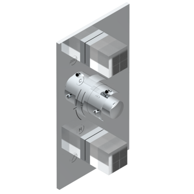 Set de finition THG pour douche thermostatique à encastrer avec deux robinets d'arrêt à 2 fonctions - Collection "Soho"