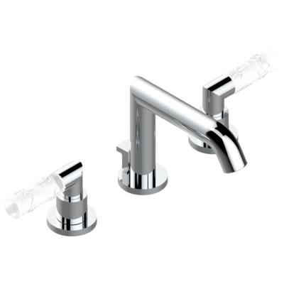 Mélangeur de lavabo 3 trous THG avec vidage pour serrage marbre - Collection "Bambou Cristal clair"
