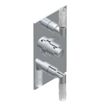 Set de finition THG pour douche thermostatique à encastrer avec deux robinets d'arrêt à 2 fonctions - Collection "Bambou Cristal Clair"