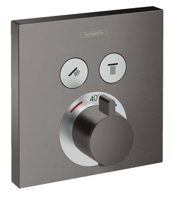 Set de finition pour mitigeur thermostatique encastré Hansgrohe ShowerSelect en noir chromé brossé