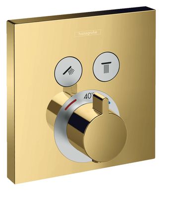 Set de finition pour mitigeur thermostatique encastré Hansgrohe ShowerSelect en doré poli