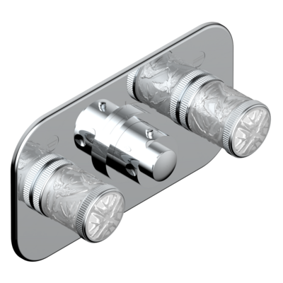 Set de finition THG pour douche thermostatique à encastrer avec deux robinets d'arrêt pour installation horizontale à 2 fonctions - Collection "Hirondelles"