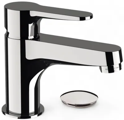 Robinet mitigeur de lavabo chromé Remer Winner 68 avec bonde, ComfortZone 68 mm, finition chromée brillante, design moderne.