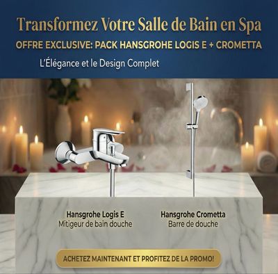 Pack robinetterie pour baignoire : mitigeur Logis E + barre de douche Hansgrohe