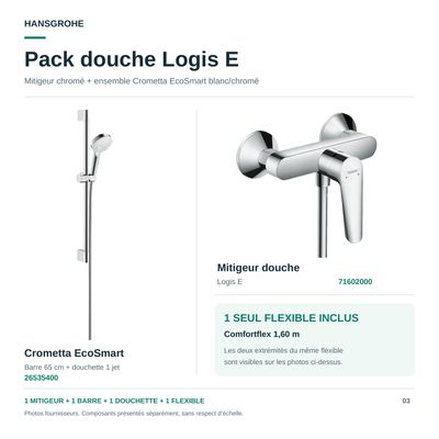 PACK 27: mitigeur Logis E + barre de douche Hansgrohe