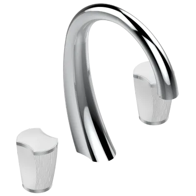 Mélangeur de lavabo 3 trous THG avec vidage pour serrage marbre - Collection "Infini porcelaine blanche"