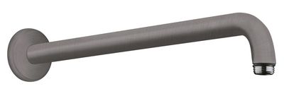 Bras de douche mural Hansgrohe 389 mm avec rosace ronde en noir chromé brossé